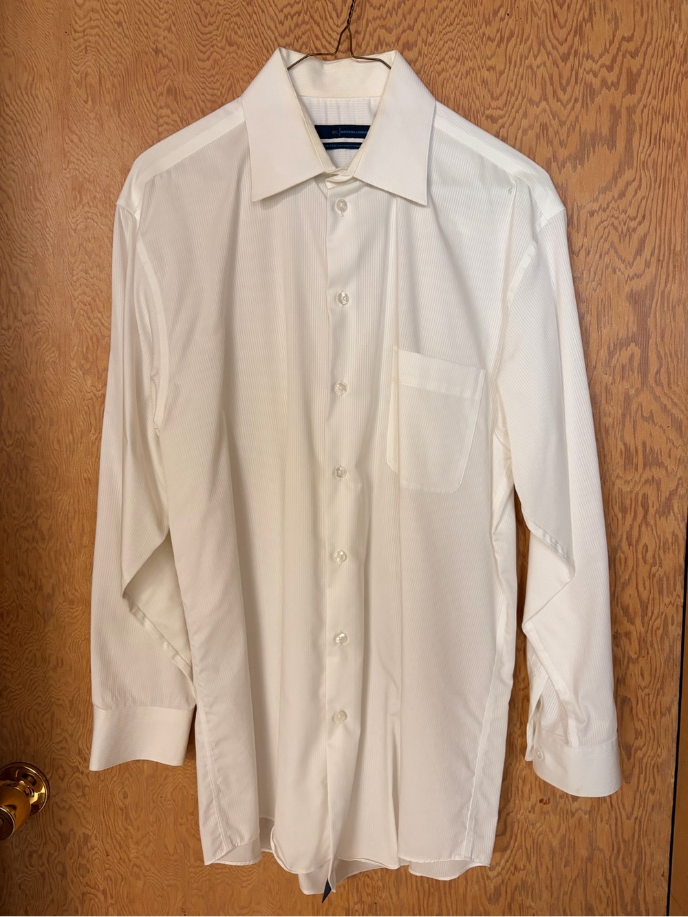 Classic White Long-Sleeve Dress Shirt with Chest Pocket